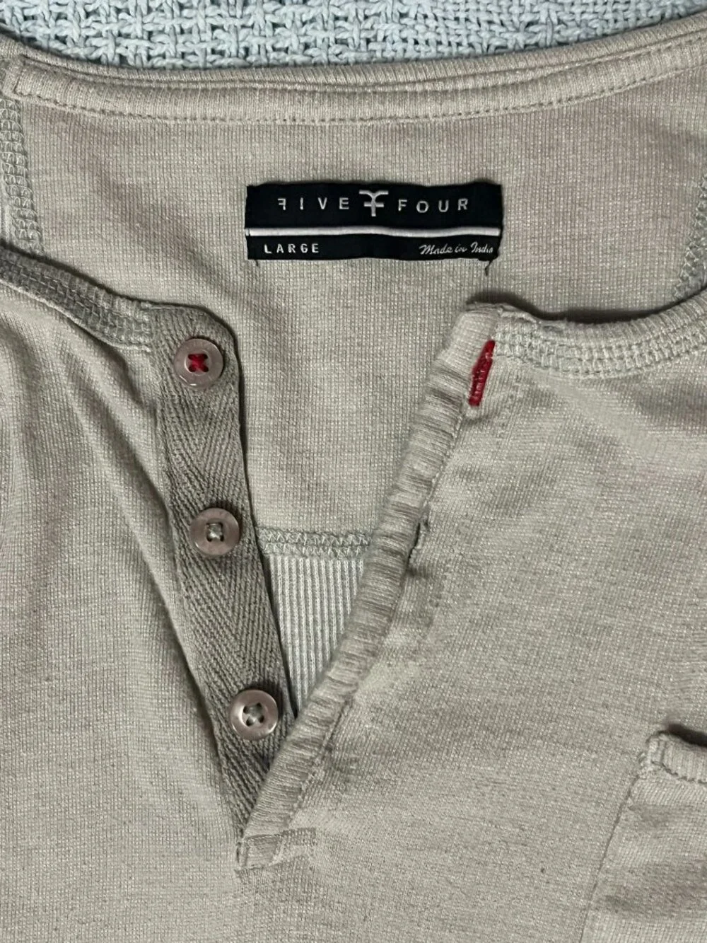 Five Four Short Sleeve Three Botton Henley Shirt - Large